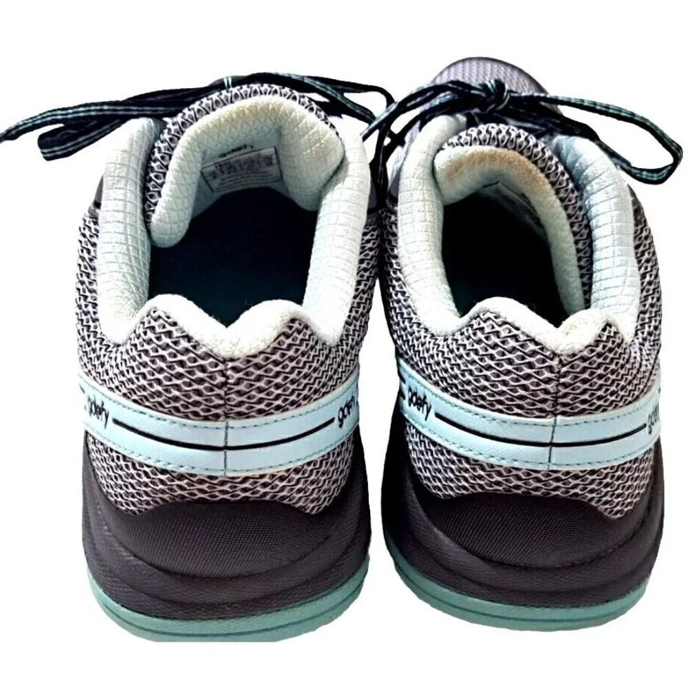 GDefy Women's 8 Mighty Walk Gray & Aqua Low Cut Lace Up Sneakers